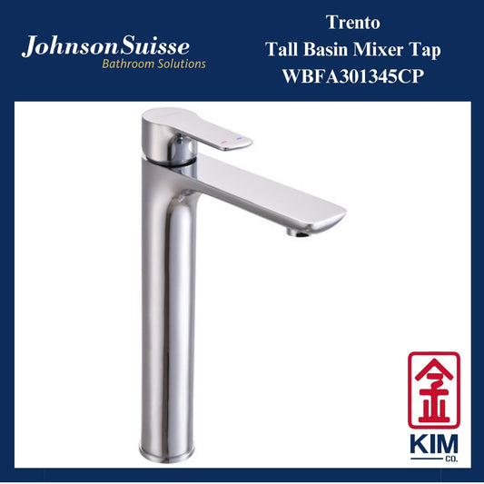 Johnson Suisse Trento Tall Basin Mixer Without Pop Up Waste (WBFA301345CP)