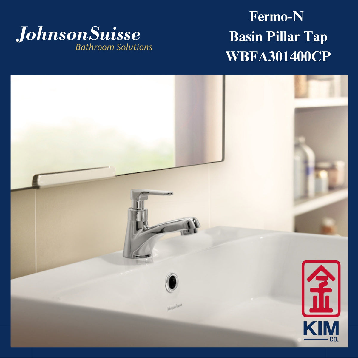 Johnson Suisse Fermo-N Basin Pillar Tap (WBFA301400CP)