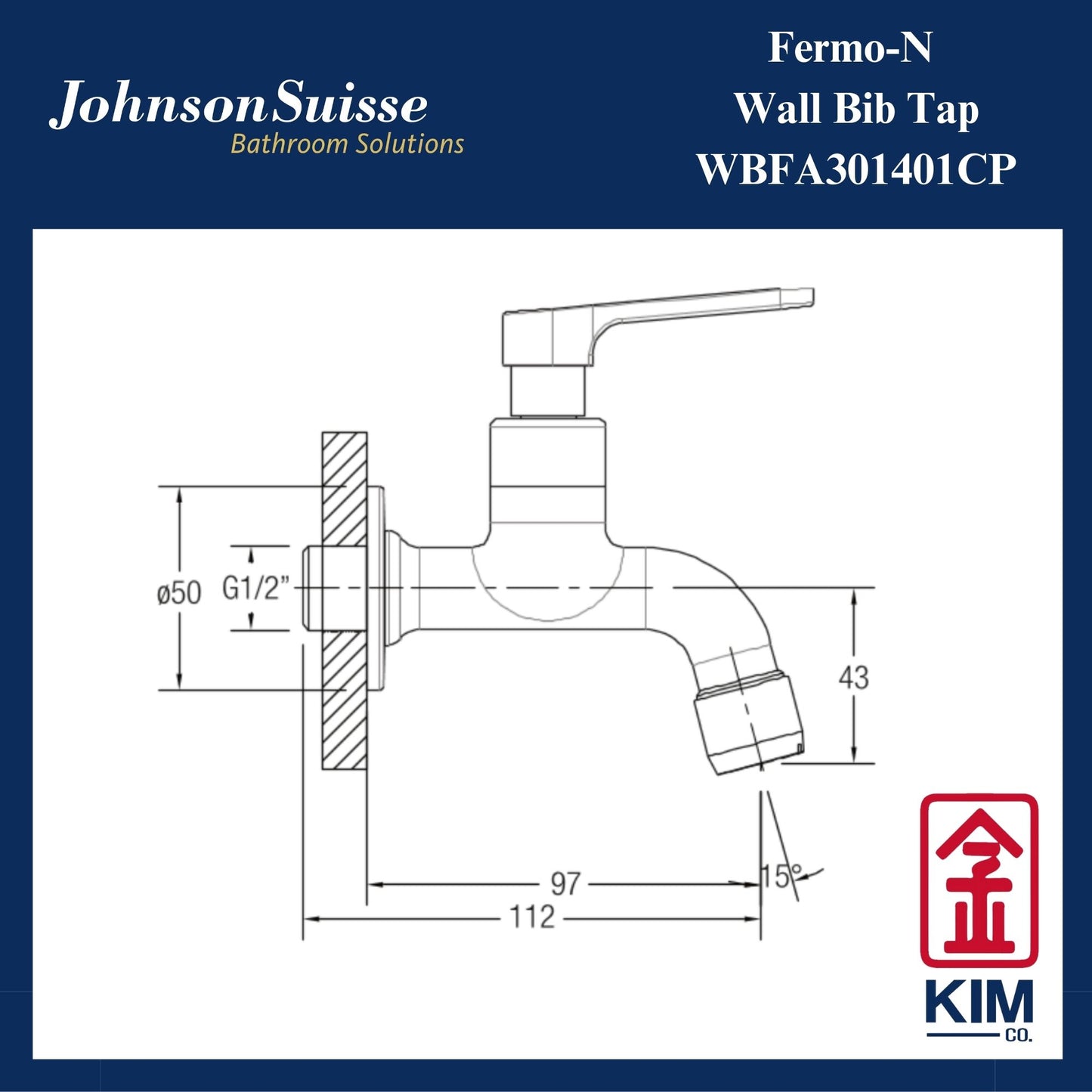 Johnson Suisse Fermo-N Wall Bib Tap (WBFA301401CP)