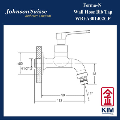 Johnson Suisse Fermo-N Wall Hose Bib Tap (WBFA301402CP)