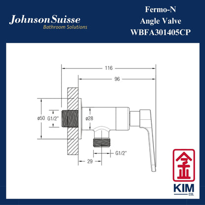 Johnson Suisse Fermo-N Angle Valve (WBFA301405CP)