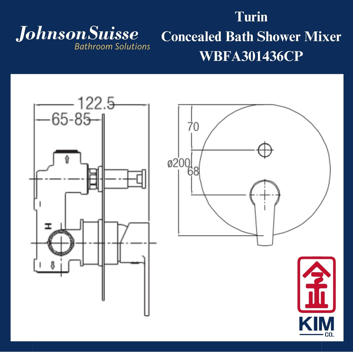 Johnson Suisse Turin Concealed Bath Shower Mixer (WBFA301436CP)