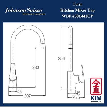 Johnson Suisse Turin Deck Mounted Kitchen Sink Mixer Tap (WBFA301441CP)