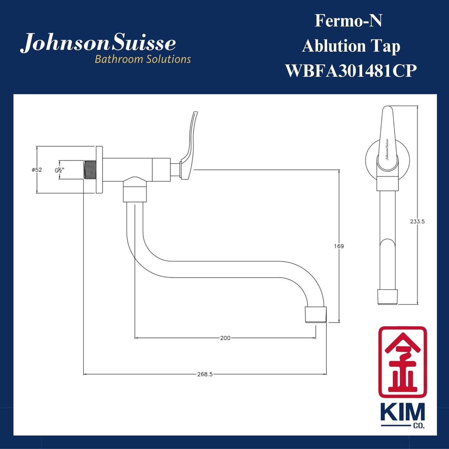 Johnson Suisse Fermo-N Ablution Tap (WBFA301481CP)
