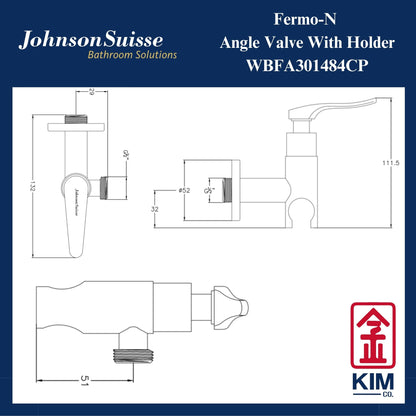 Johnson Suisse Fermo-N Angle Valve With Holder (WBFA301484CP)