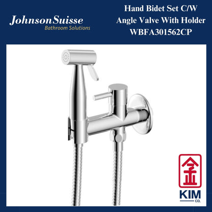 Johnson Suisse Hand Bidet Spray Cw 1.2m Bidet Hose & Bracket With Angle Valve (WBFA301562CP)