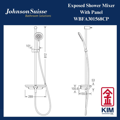 Johnson Suisse Trento Exposed Shower Mixer With Hand Shower (WBFA301568CP)
