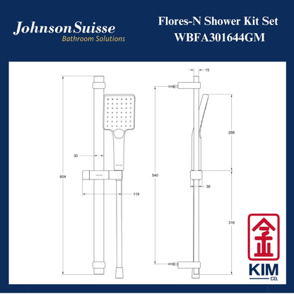 Johnson Suisse Flores-N Shower Kit (Gunmetal) (WBFA301644GM)