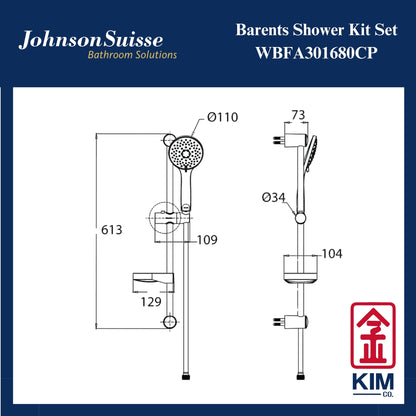 Johnson Suisse Barents Shower Kit (WBFA301680CP)