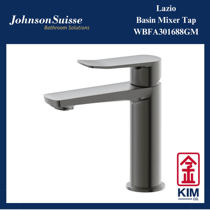 Johnson Suisse Lazio Basin Mixer Without Pop Up Waste (Gunmetal) (WBFA301688GM)