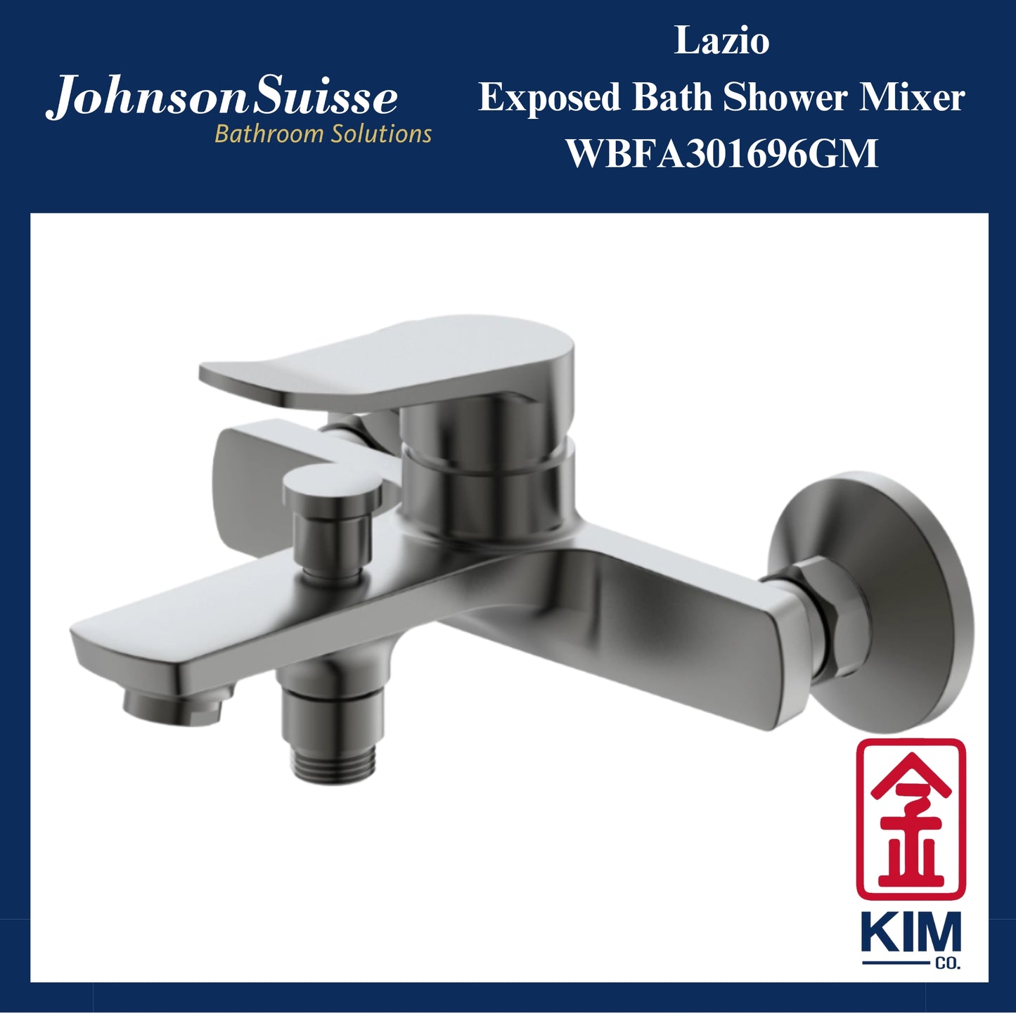 Johnson Suisse Lazio Exposed Bath Shower Mixer Without Shower Kit (Gunmetal) (WBFA301696GM)