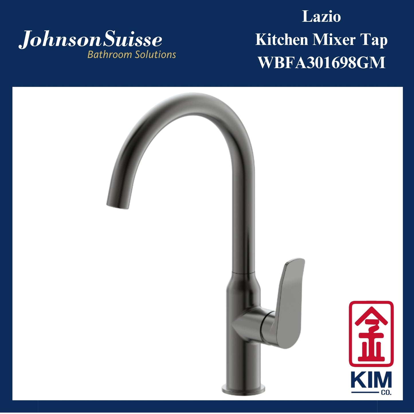 Johnson Suisse Lazio Deck Mounted Kitchen Sink Mixer Tap (Gunmetal) (WBFA301698CP)