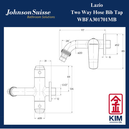 Johnson Suisse Lazio Two Way Bib Tap (Matt Black) (WBFA301701MB)
