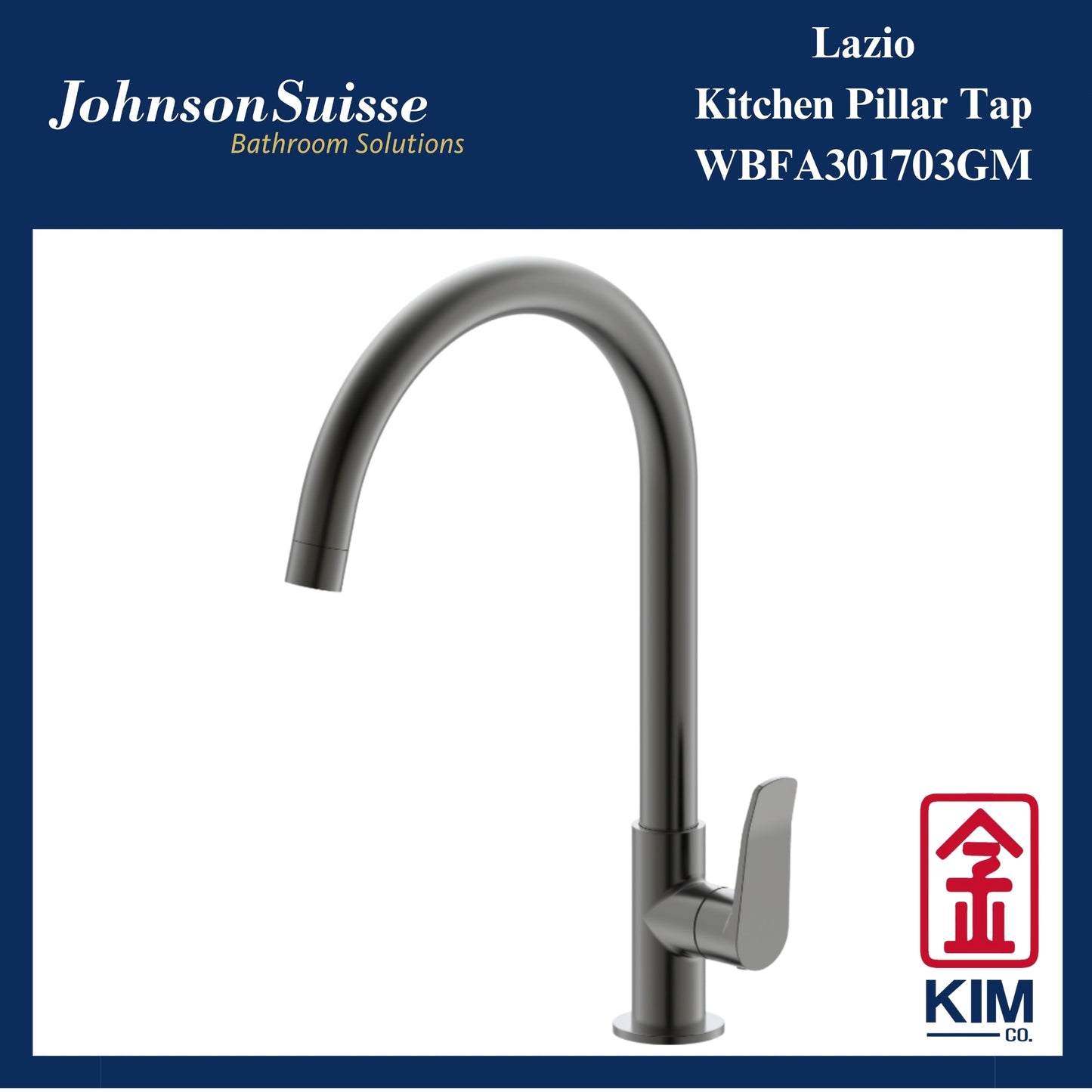 Johnson Suisse Lazio Deck Mounted Kitchen Sink Tap (Gunmetal) (WBFA301703GM)