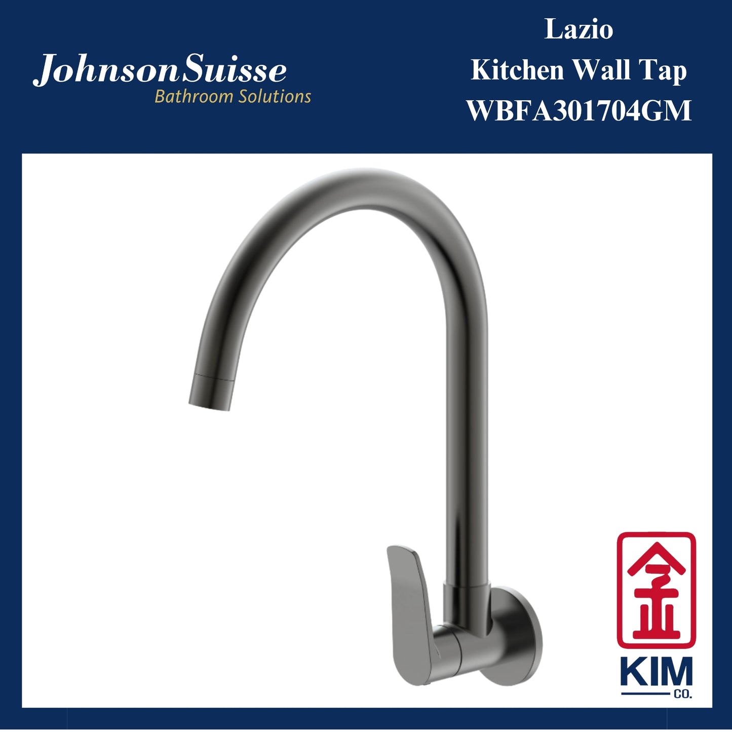 Johnson Suisse Lazio Wall Mounted Kitchen Sink Tap (Gunmetal) (WBFA301704GM)