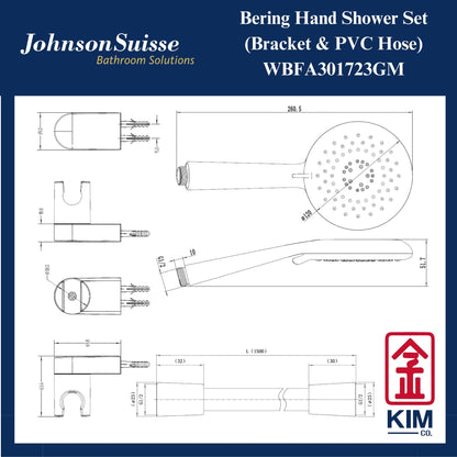 Johnson Suisse Bering Hand Shower Set Comewith Bracket (Gunmetal) (WBFA301723GM)