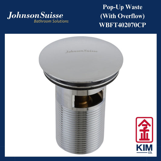 Johnson Suisse Brass Push Up Pop Up Waste With Overflow (WBFT402070CP)