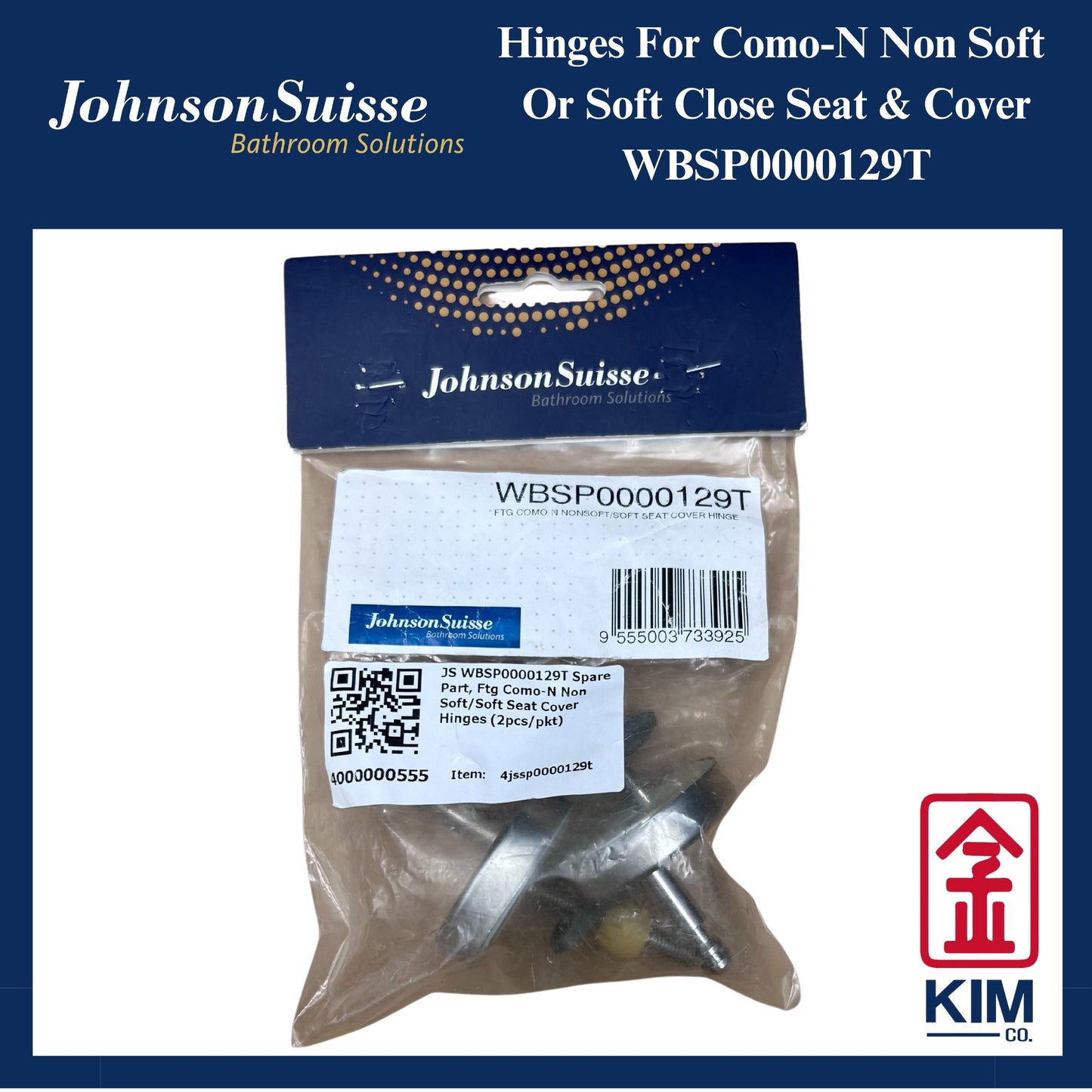 Johnson Suisse Hinges For Como-N Non Soft / Soft Close Seat & Cover (WBSP0000129T)