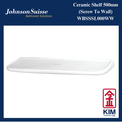 Johnson Suisse Ceramic Screw To Wall Shelf 500mm (WBSSSL000WW)
