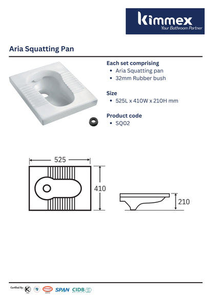 kimmex Aria Ceramic Squatting Pan (SQ02) (Without Trap)