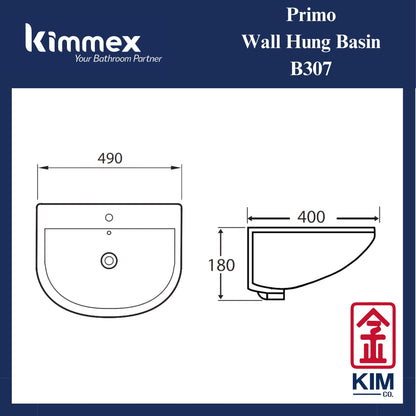 kimmex Primo Wall Hung Basin Set (B307)