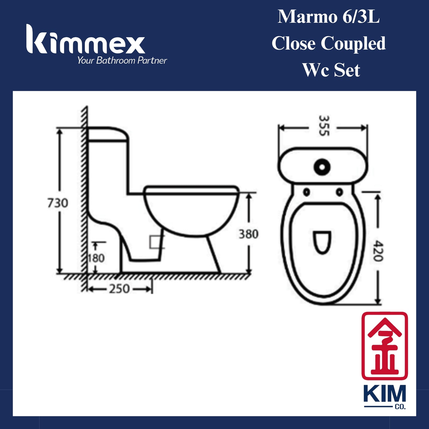 kimmex Marmo 6/3L Wc Set Cw Pp Soft Close Seat & Cover