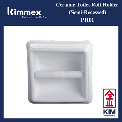kimmex Ceramic Semi Recessed Toilet Roll Holder (PH01)