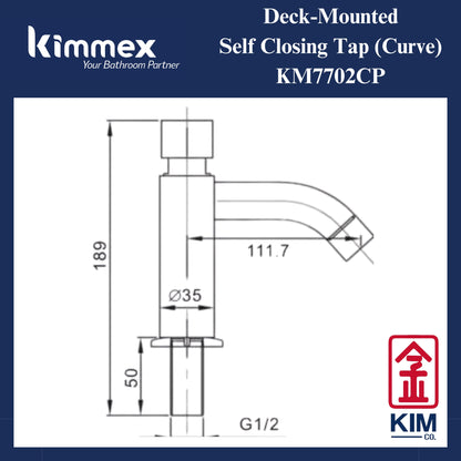 kimmex Self Closing Pillar Tap (Curve) (KM7702CP)