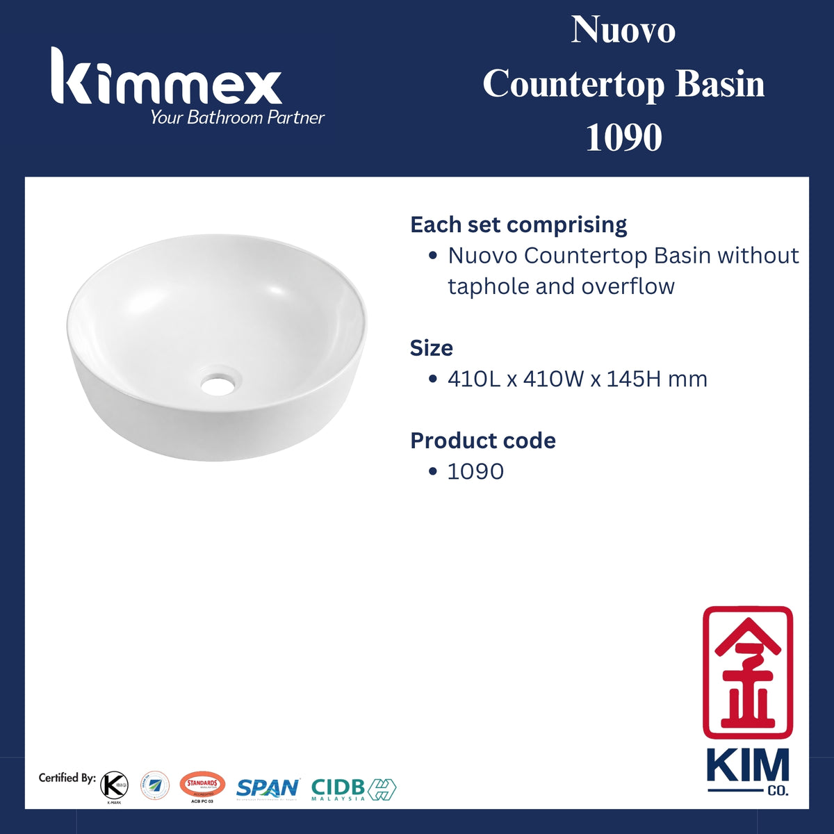 kimmex Nuovo Countertop Basin (1090)