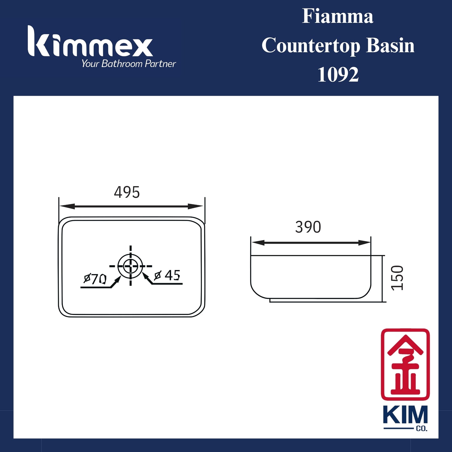 kimmex Fiamma Countertop Basin (1092)
