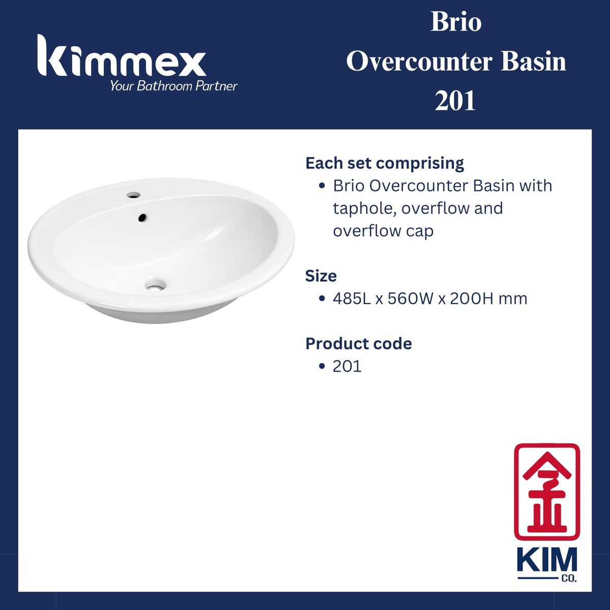 kimmex Brio Overcounter Basin (201)