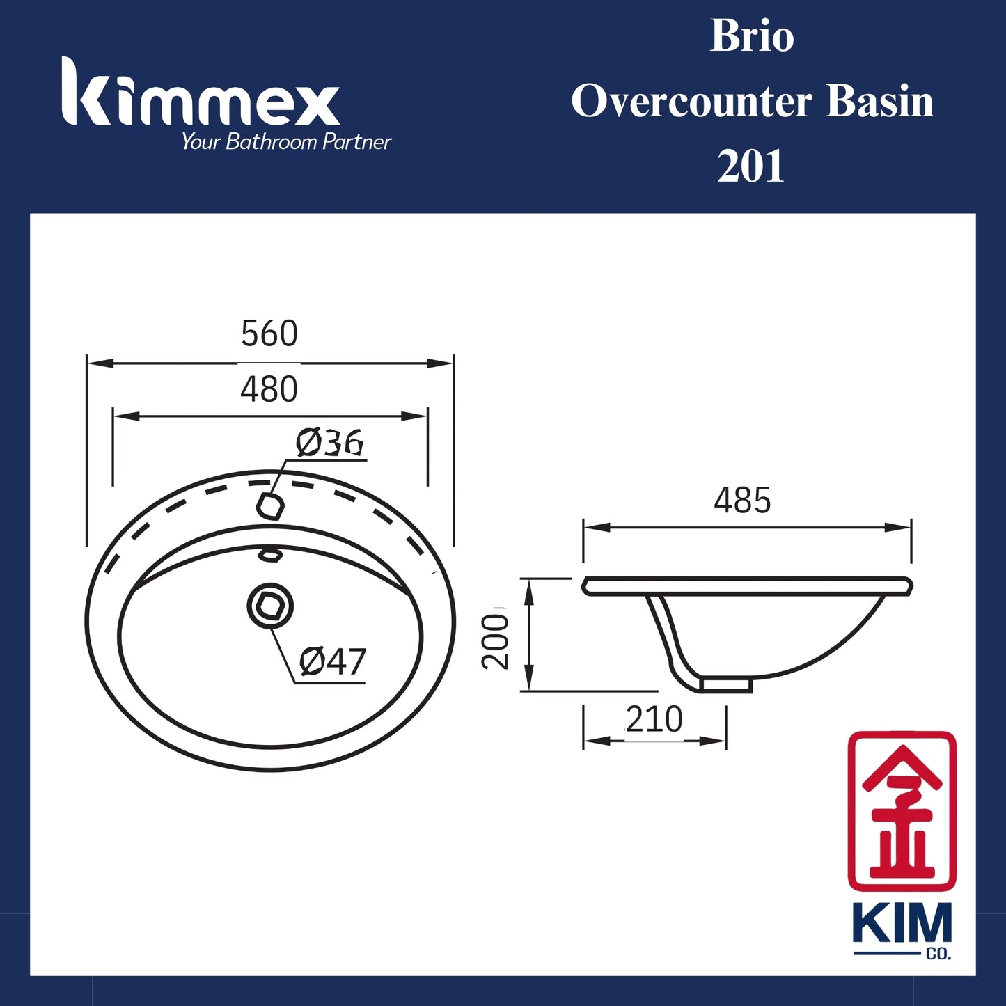 kimmex Brio Overcounter Basin (201)
