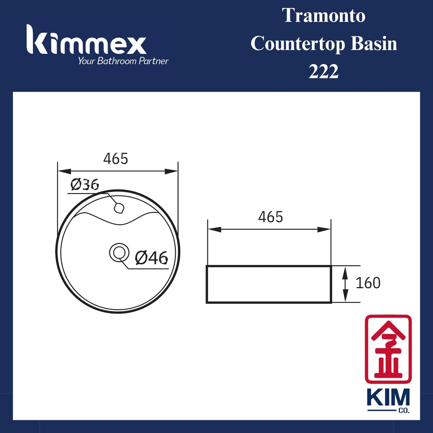 kimmex Tramonto Countertop Basin (222)