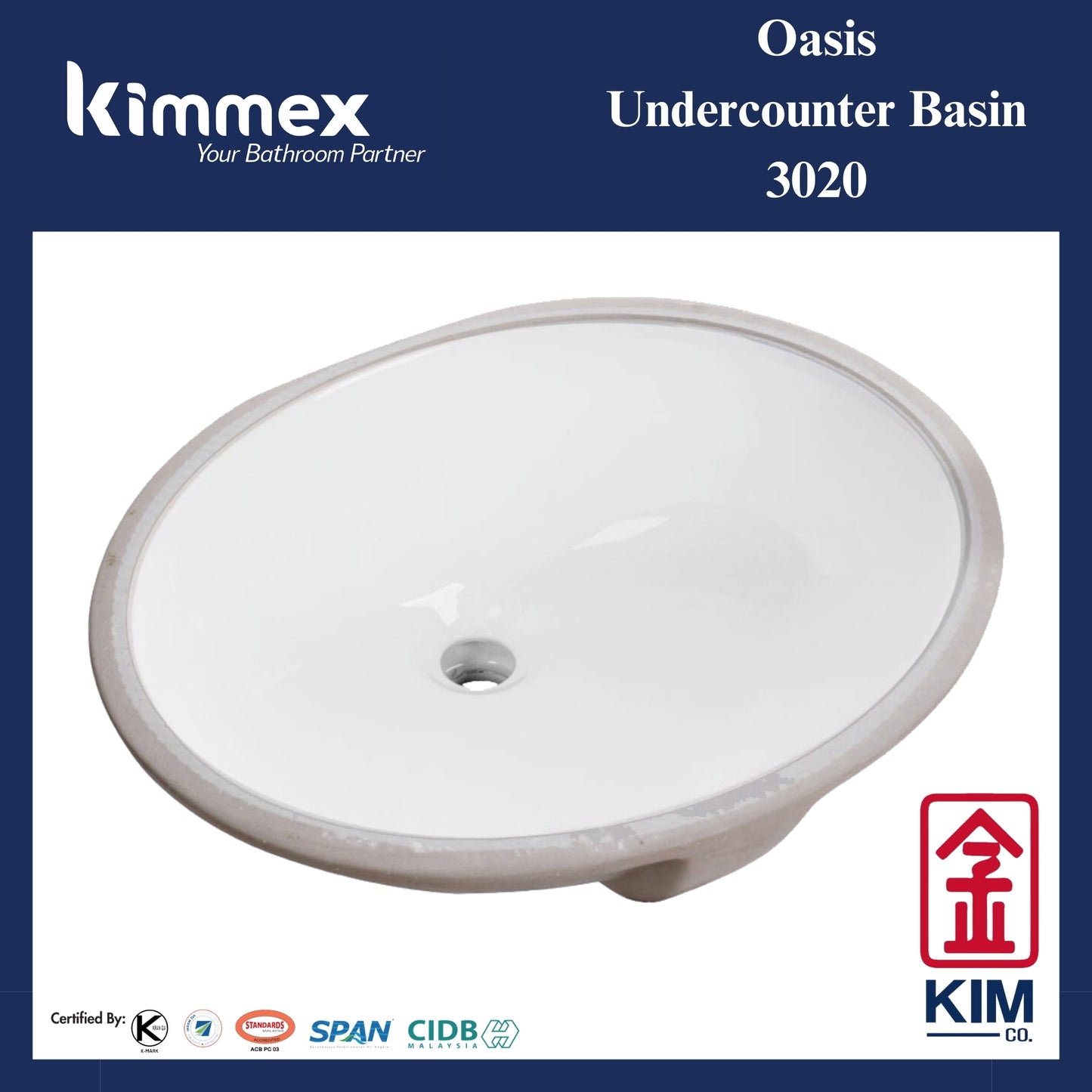 kimmex Oasis Undercounter Basin (3020)