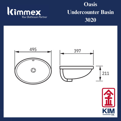 kimmex Oasis Undercounter Basin (3020)