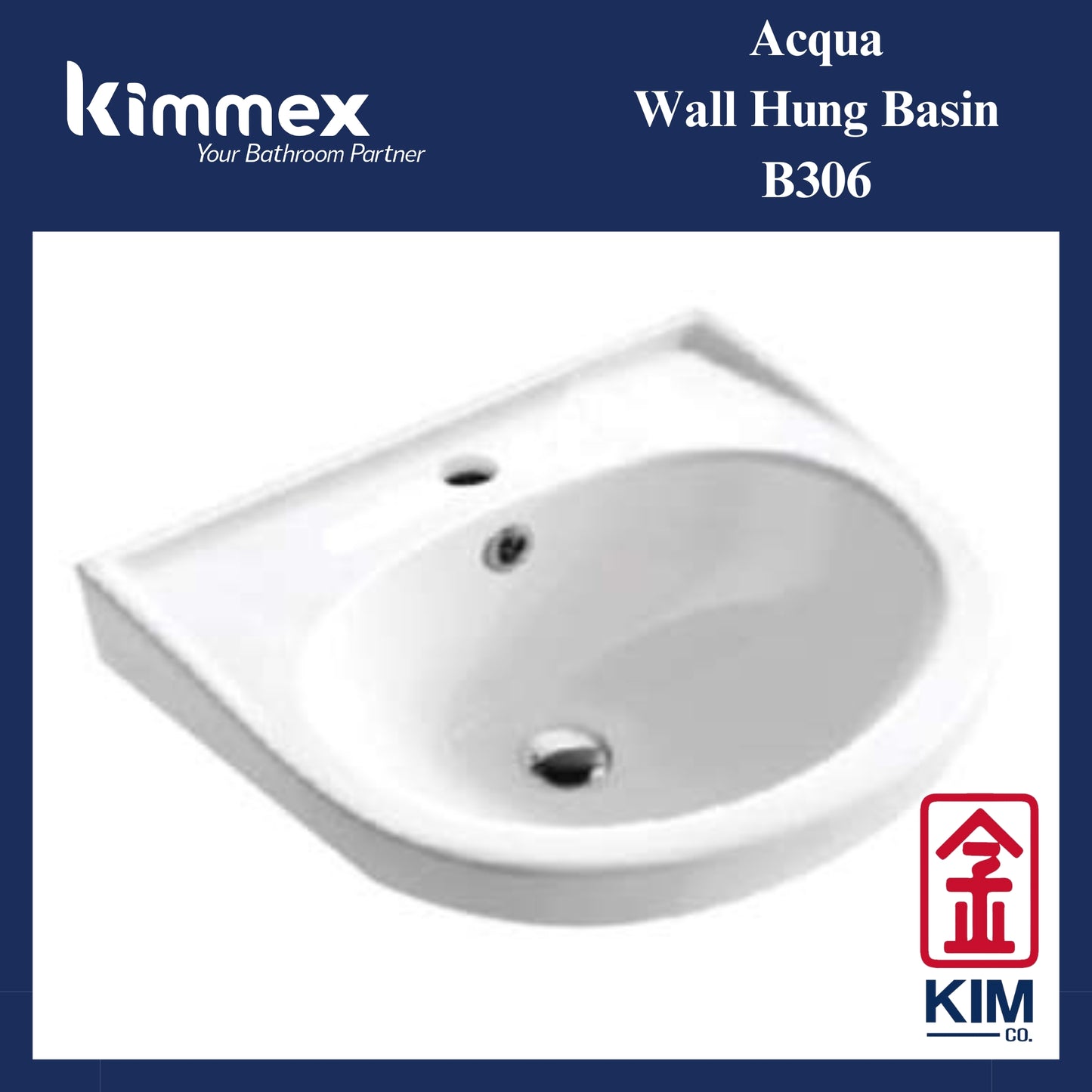 kimmex Acqua Wall Hung Basin (B306)