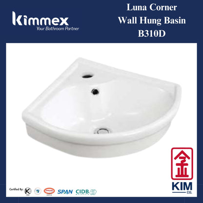 kimmex Luna Wall Hung Corner Basin Set (B310D)
