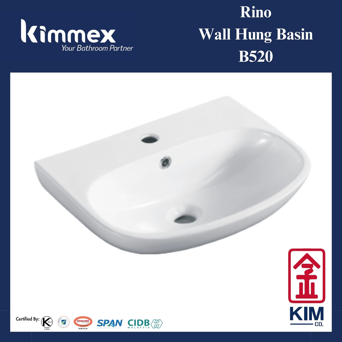 kimmex Rino Wall Hung Basin Set (B520)