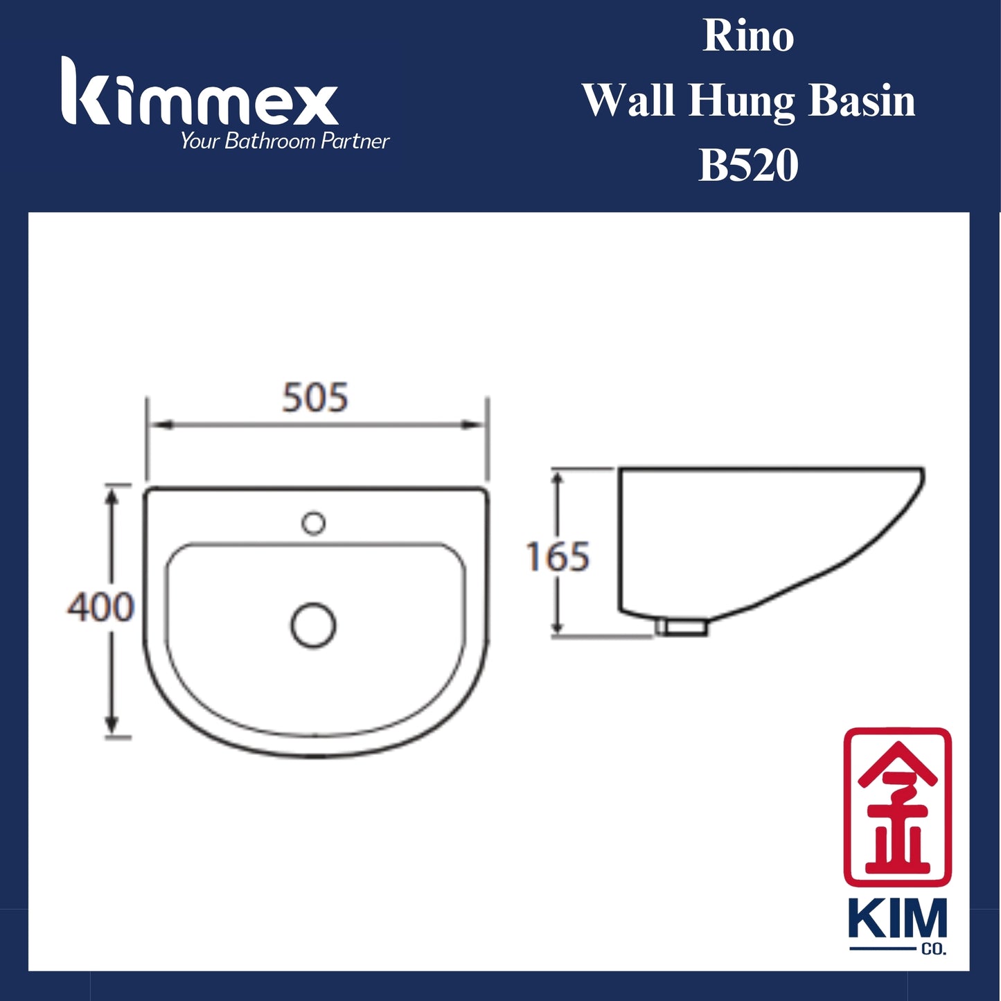 kimmex Rino Wall Hung Basin Set (B520)