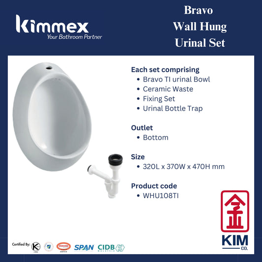 kimmex Bravo Wall Hung Urinal Set