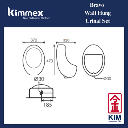 kimmex Bravo Wall Hung Urinal Set