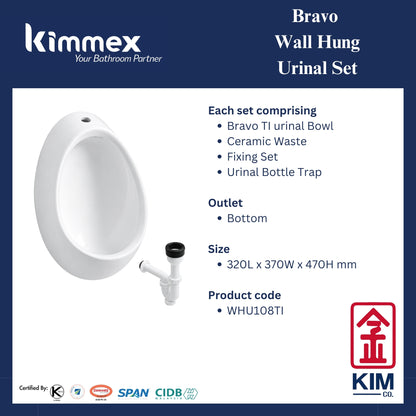 kimmex Bravo Wall Hung Urinal Set