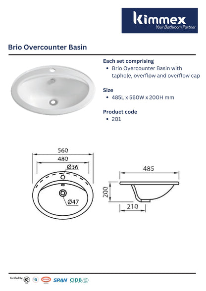 kimmex Brio Overcounter Basin (201)