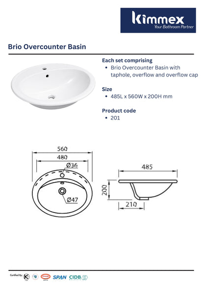 kimmex Brio Overcounter Basin (201)
