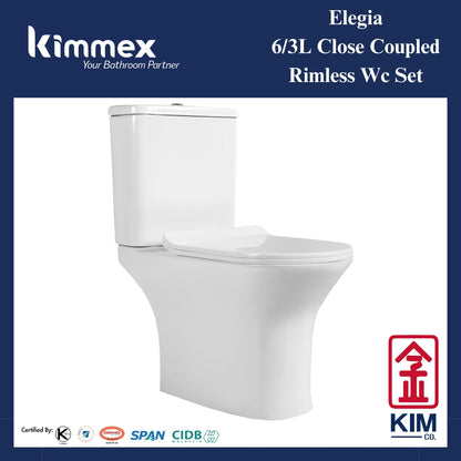 kimmex Elegia 6/3L Rimless Wc Set Cw Pp Soft Close Seat & Cover