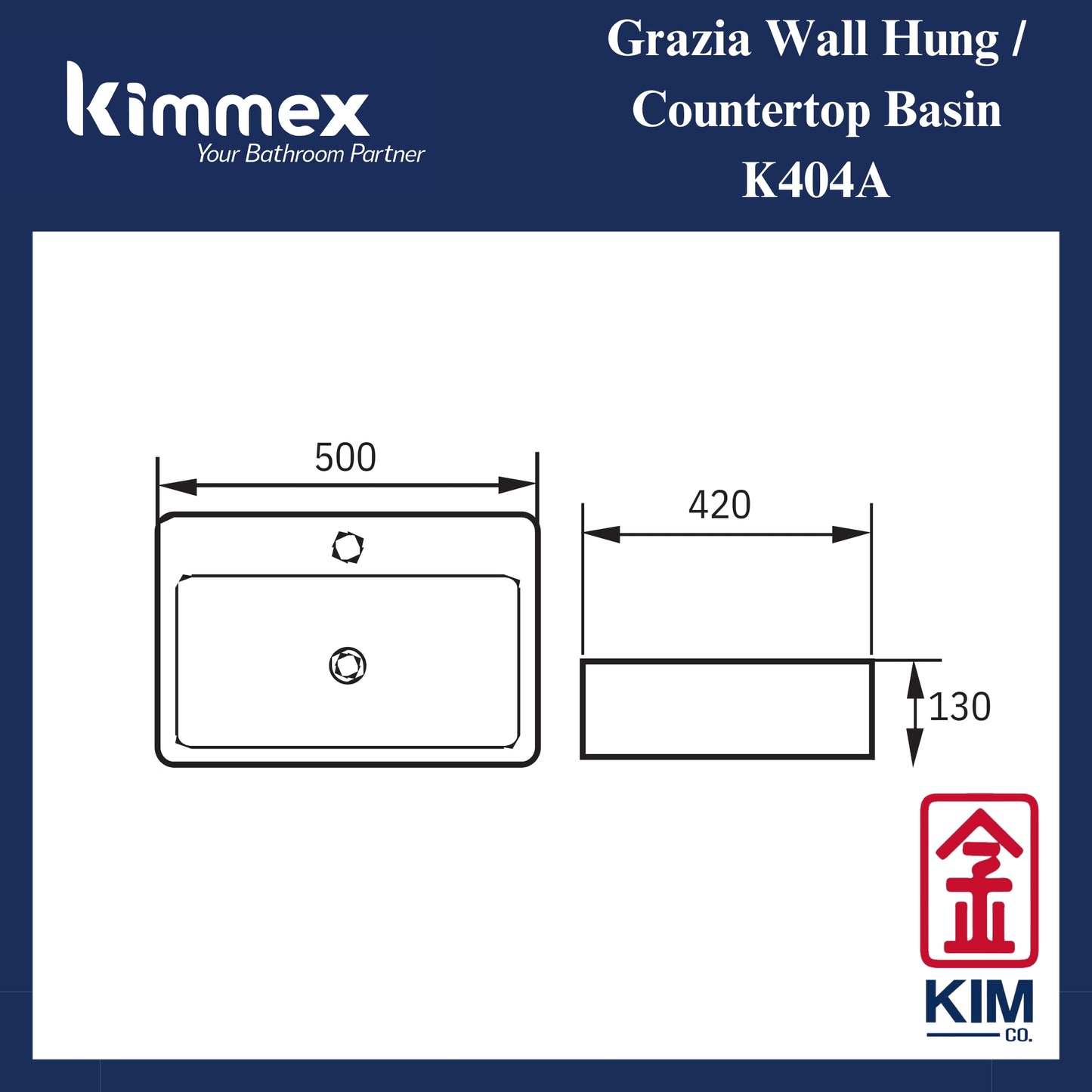 kimmex Grazia Countertop / Wall Hung Basin Set (K404A)