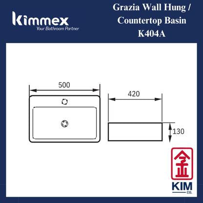 kimmex Grazia Countertop / Wall Hung Basin Set (K404A)