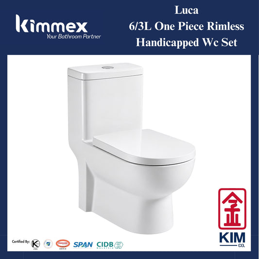 kimmex Luca 6/3L One Piece Rimless Handicapped Wc Set