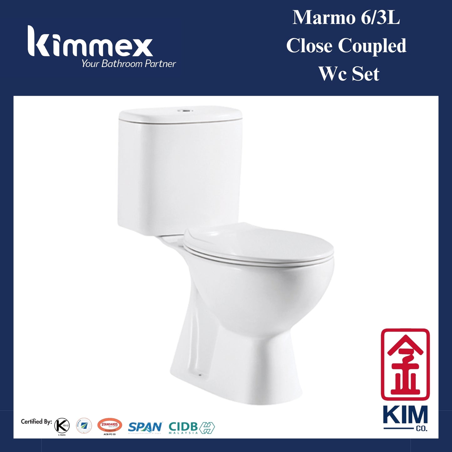 kimmex Marmo 6/3L Wc Set Cw Pp Soft Close Seat & Cover