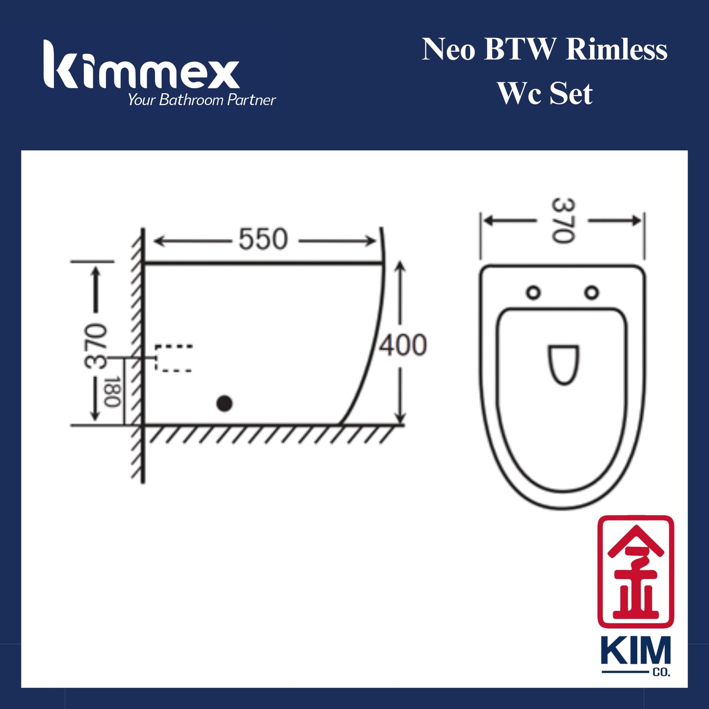 kimmex Neo HO/BI Back To Wall Rimless Wc Set